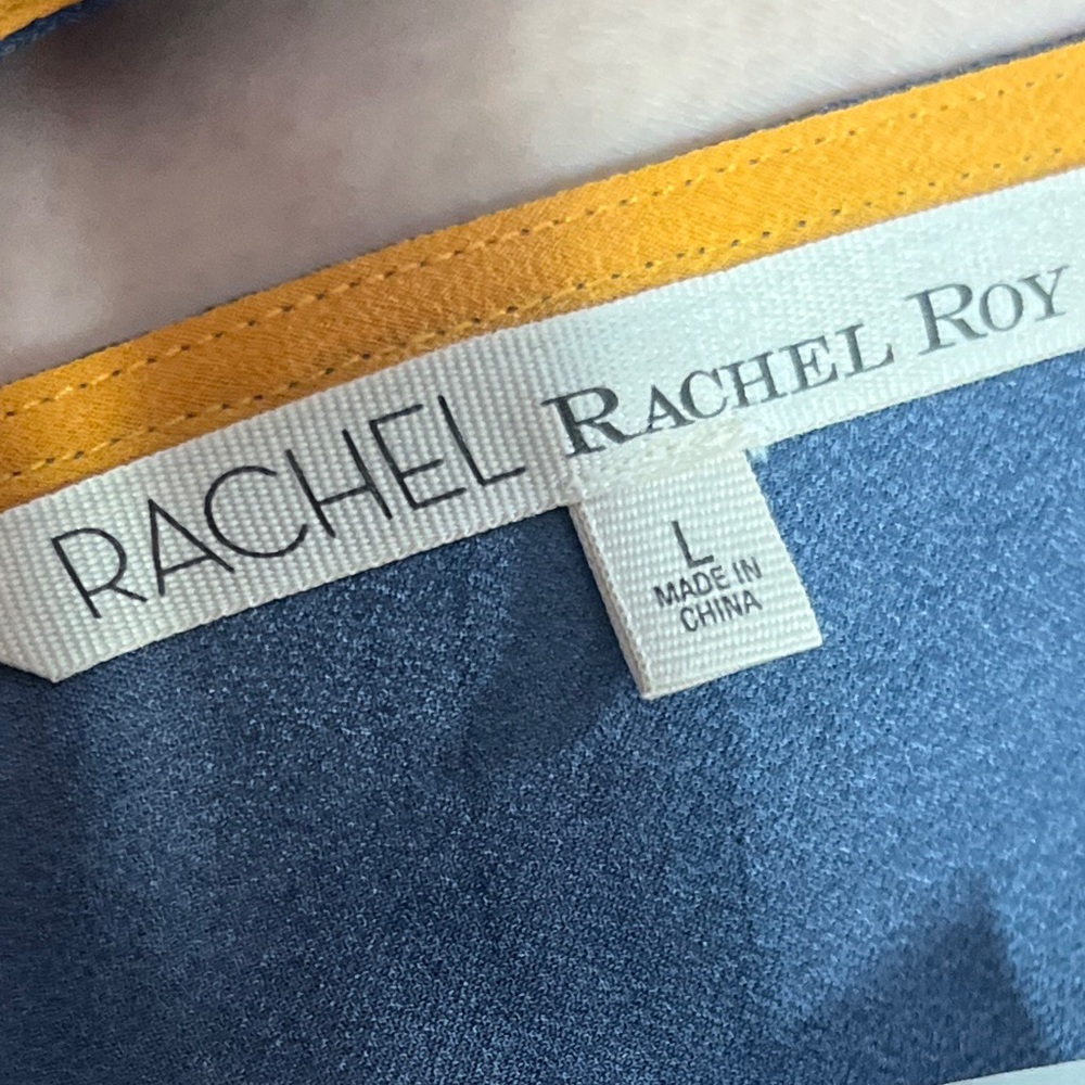 RACHEL Rachel Roy Asymmetrical Blue and Yellow Dress with Stripes NWOT Size L - Picture 8 of 10